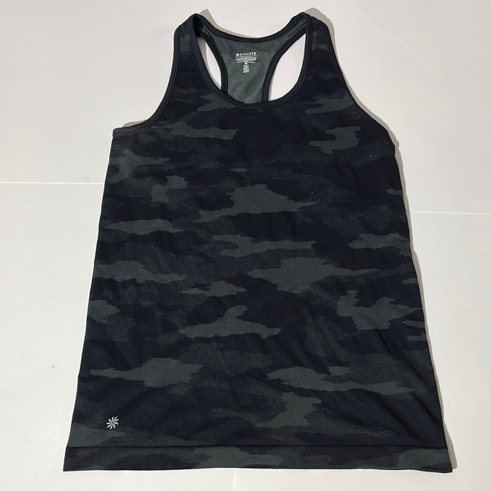 Athleta black camo camouflage racerback tank top black medium running work out